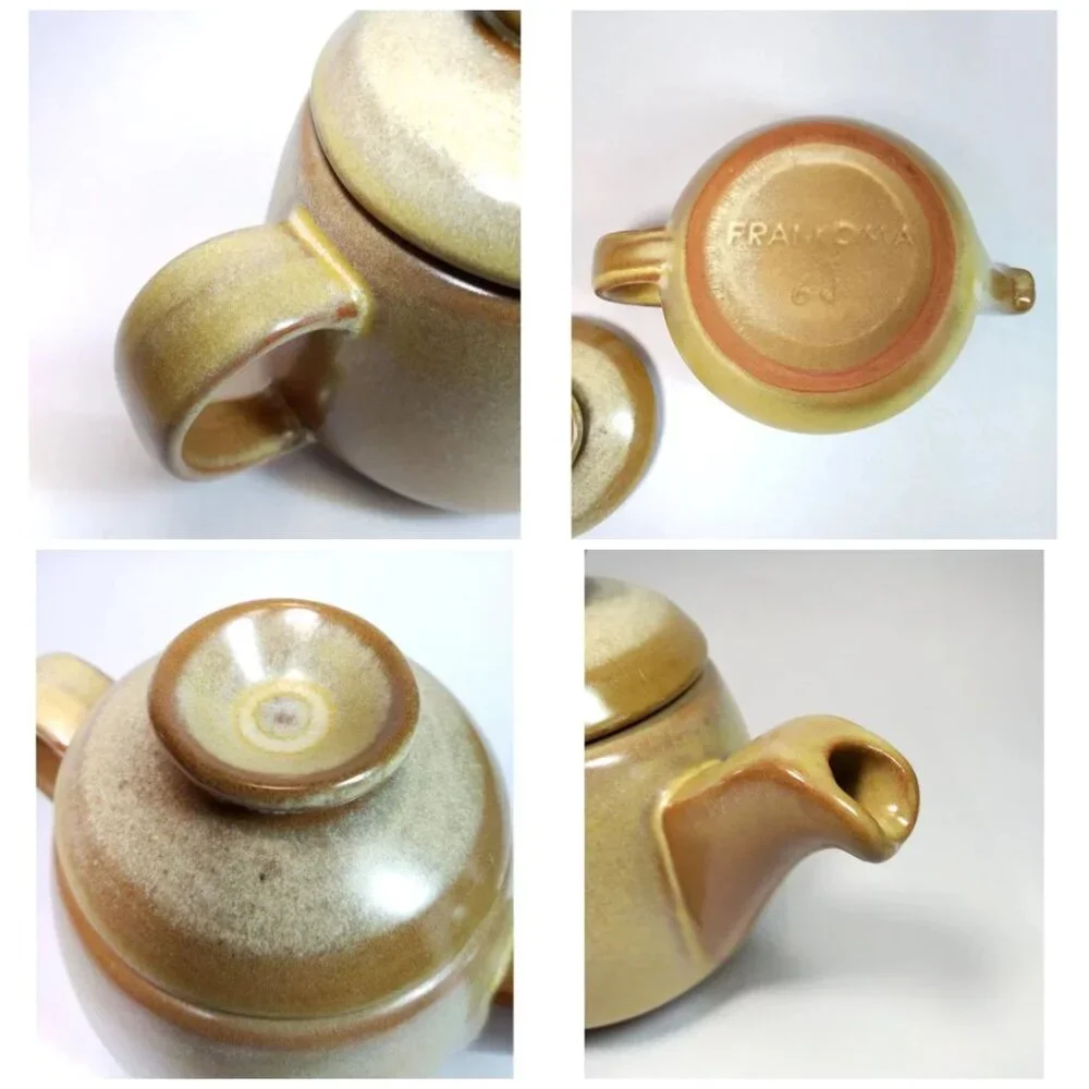 Vintage Set of Frankoma 6J Plainsman Desert Gold Teapot and Mug for Tea Coffee